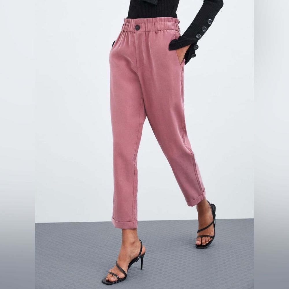 ZARA high waist paper bag pants